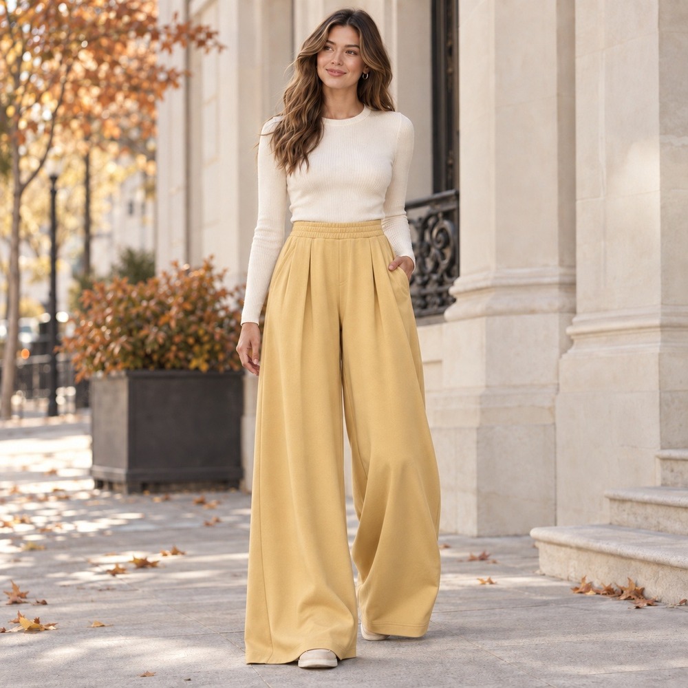 NWT Varley Extra Wide Leg Pant 32 Women's S Sand Beige Viscose Pleated